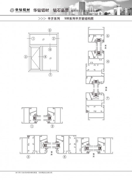 50B系列平開窗結構圖