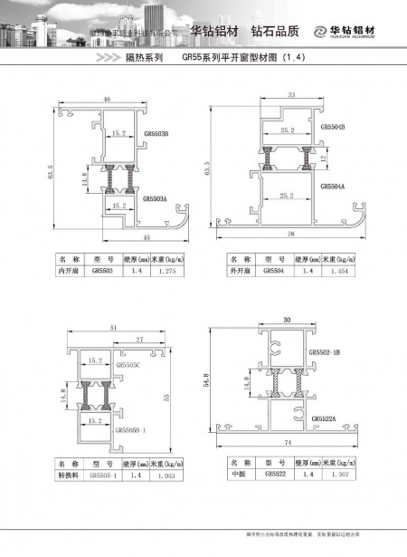 GR55系列平開窗型材圖(1.4)