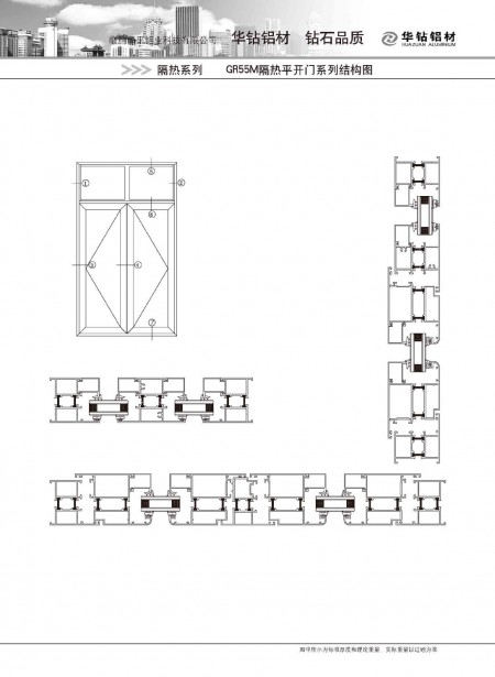 GR55M隔熱平開門系列結(jié)構圖